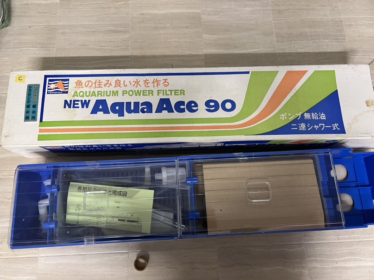 AQUARIUM POWER FILTERNEW Aqua Ace 90 無給油二連シャワー式 株式会社 トモフジ 熱帯魚 水槽 フィルター ブルー 未使用品 C拍卖