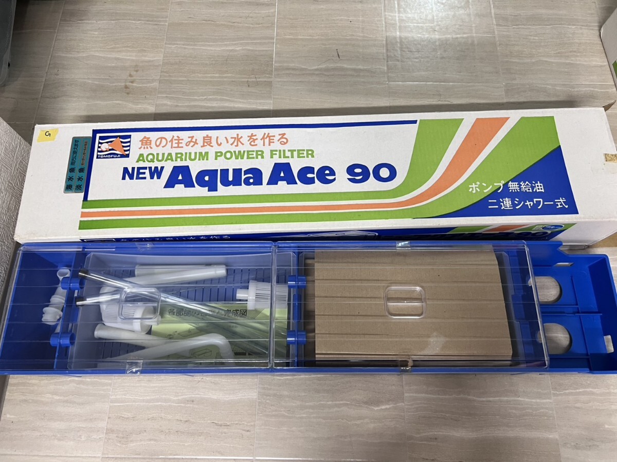 AQUARIUM POWER FILTERNEW Aqua Ace 90 無給油二連シャワー式 株式会社 トモフジ 熱帯魚 水槽 フィルター ブルー 未使用品 G拍卖