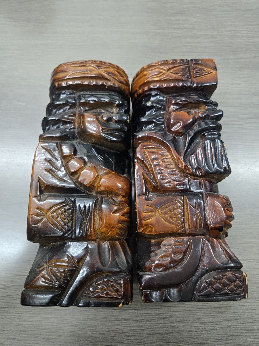 民芸品 木彫り アイヌ ニポポ人形 北海道 昭和レトロ 夫婦 郷土玩具 人形 中古 ★送料無料★ H-B拍卖