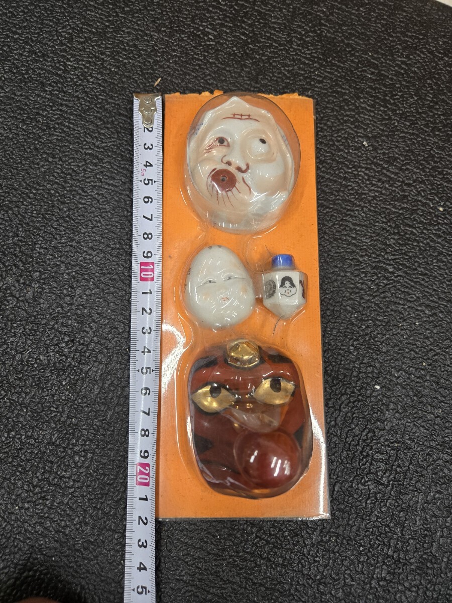 お面 能面 おかめ 女面 小面 手作り 能面袋 時代風 ミニサイズ 4個セット 未使用 ★送料無料★拍卖