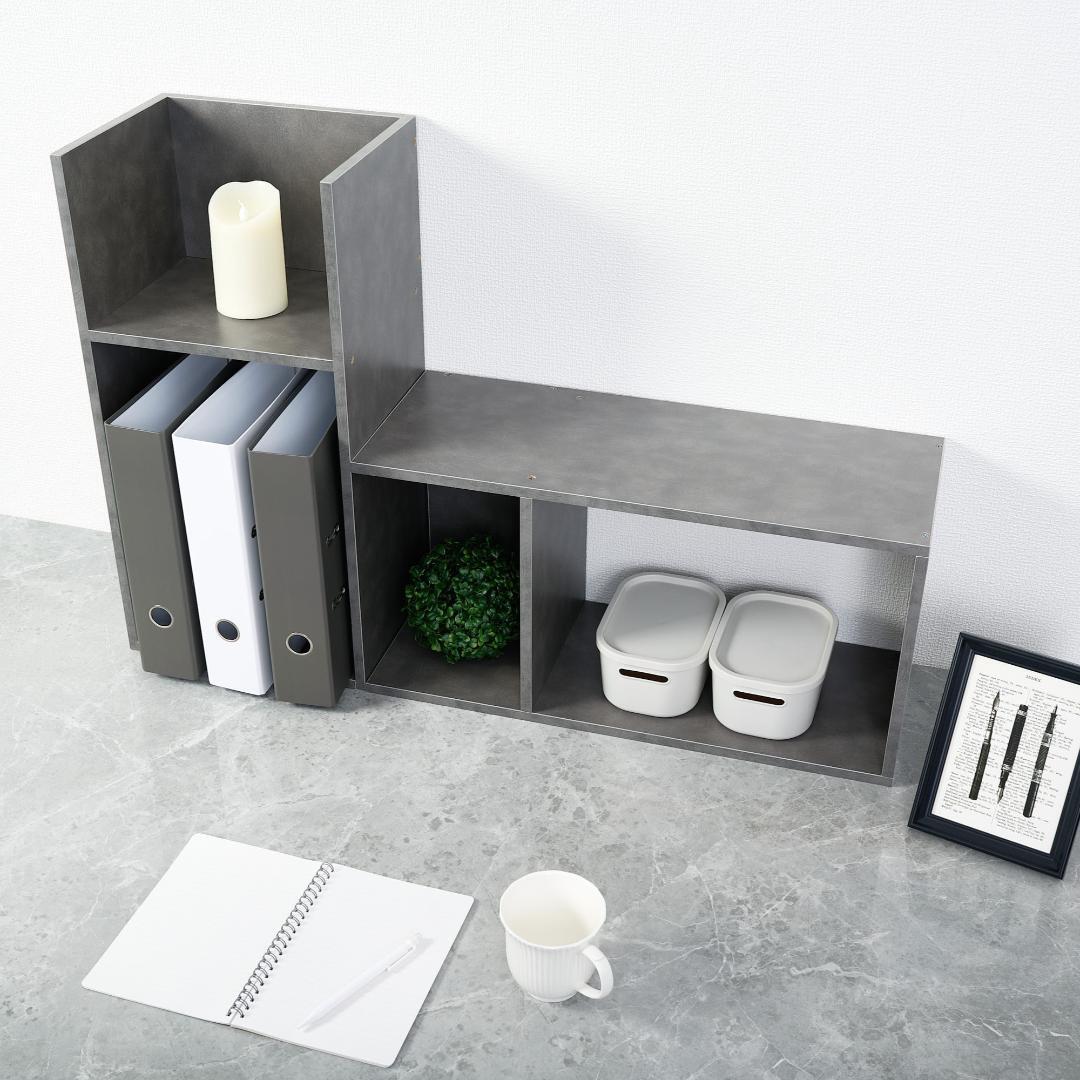 コの字ラック(モルタルグレー)2個セット 2段 収納棚 横置き可能 UF2 モルタル 2拍卖