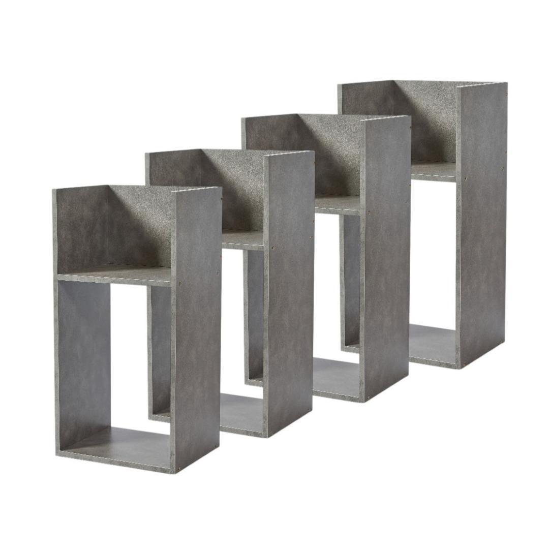 コの字ラック(モルタルグレー)4個セット 2段 収納棚 横置き可能 UF2拍卖