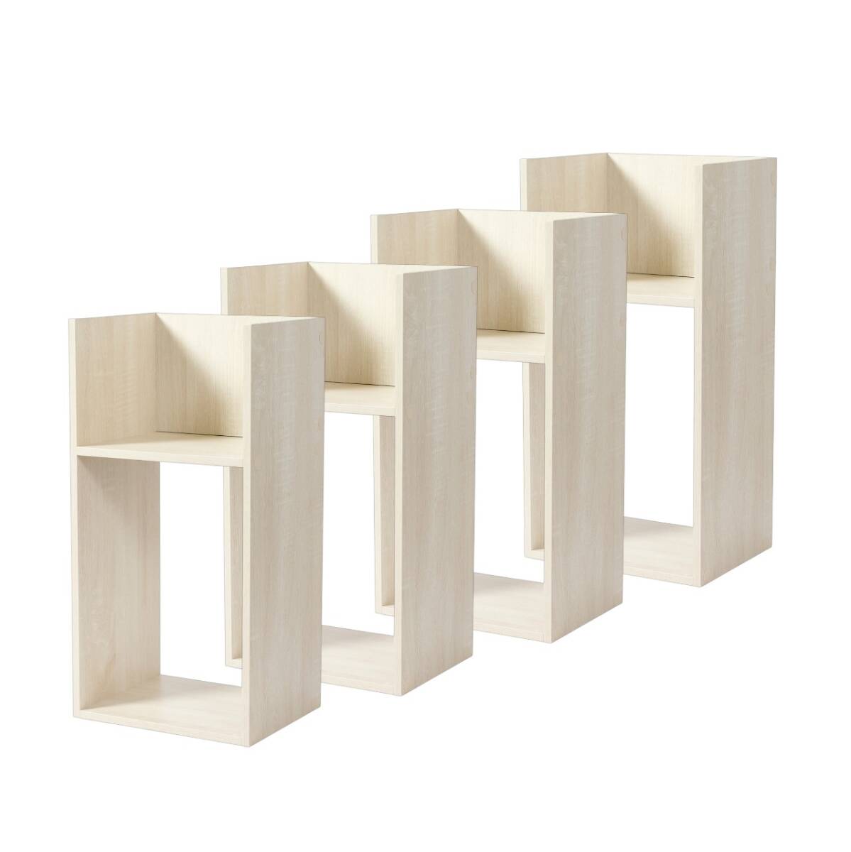 コの字ラック(アッシュホワイト)4個セット 2段 収納棚 横置き可能 UF2拍卖