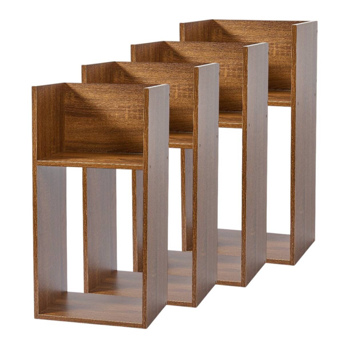 コの字ラック(アッシュブラウン)4個セット 2段 収納棚 横置き可能 UF2拍卖