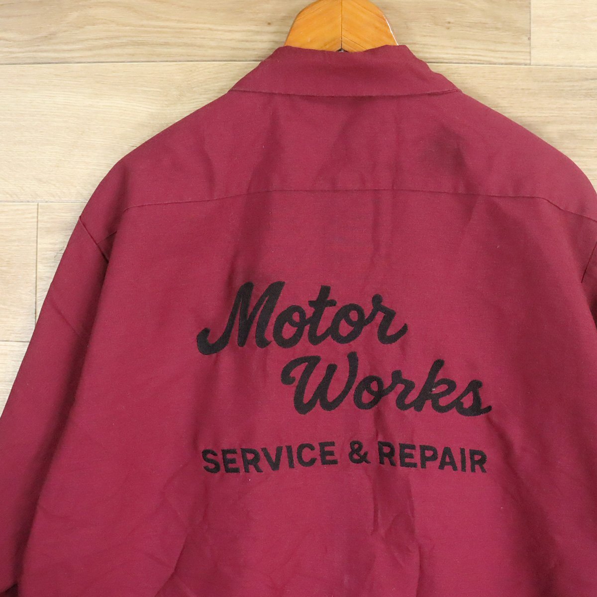 &5T/D10.27-2 アメリカ古着 RED KAP レッドキャップ ワークシャツ XL ワッペン 文字 バック刺繍 Motor Works拍卖