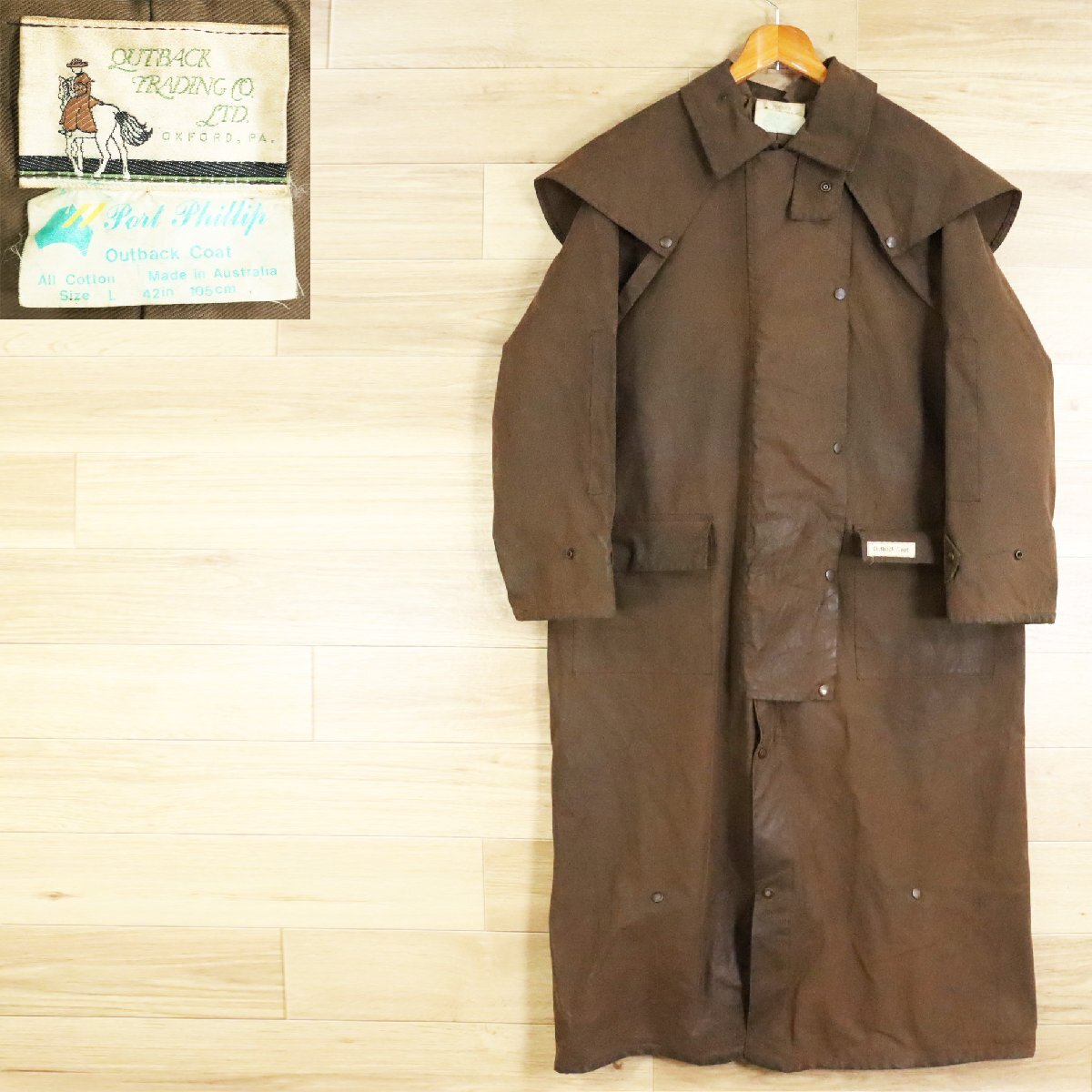 W1O/O3.27-1 オーストラリア製 OUTBACK TRADING CO. LTD. オイルドコート ダスターコート ハンティングコート ワックスコットン拍卖