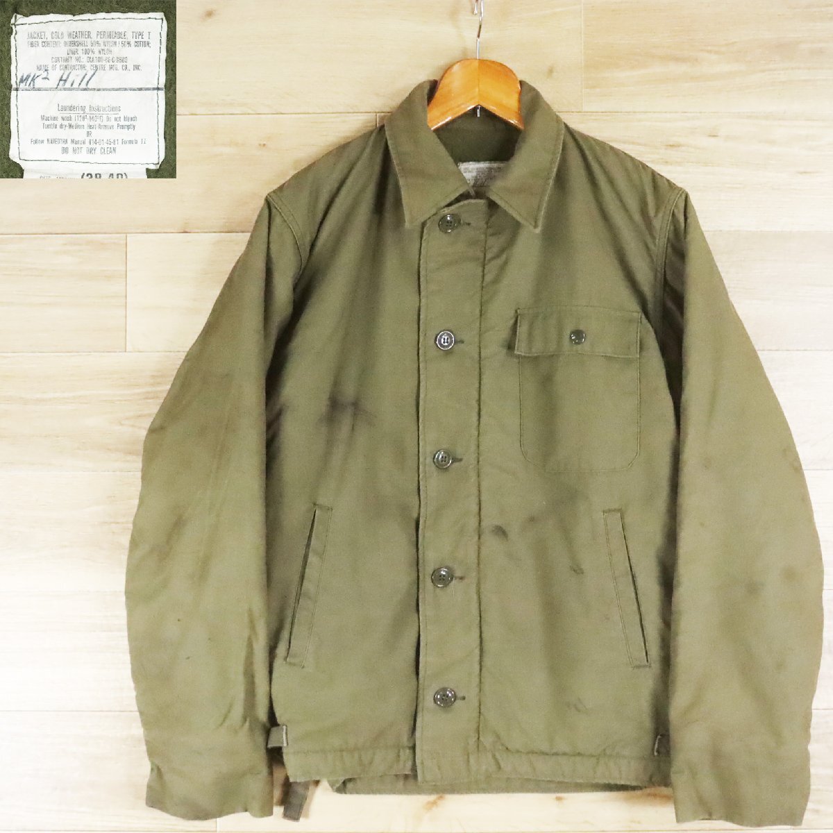 H1O/O4.1-7 80s ビンテージ U.S.NAVY アメリカ軍 A-2 デッキジャケット ミリタリージャケット 米軍 SCOVILジッパー Mサイズ拍卖