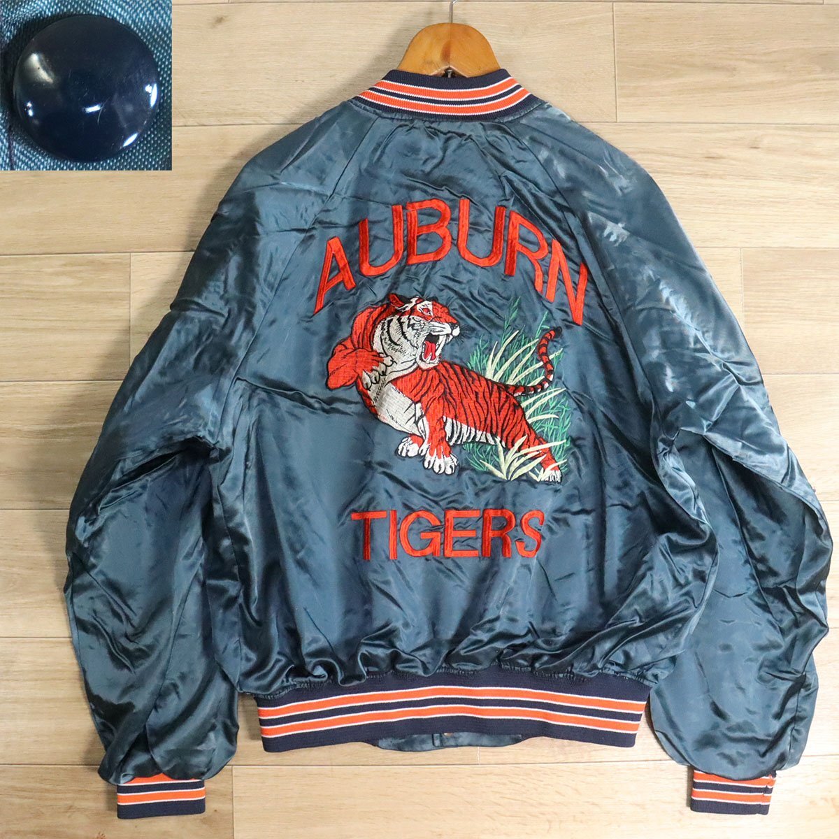 B2R/Y4.9-5 AUBURN TIGERS ナイロンスタジャン ナイロンサテン バック刺繍 ブルゾン 虎 タイガー ジャンパー アメリカ古着拍卖