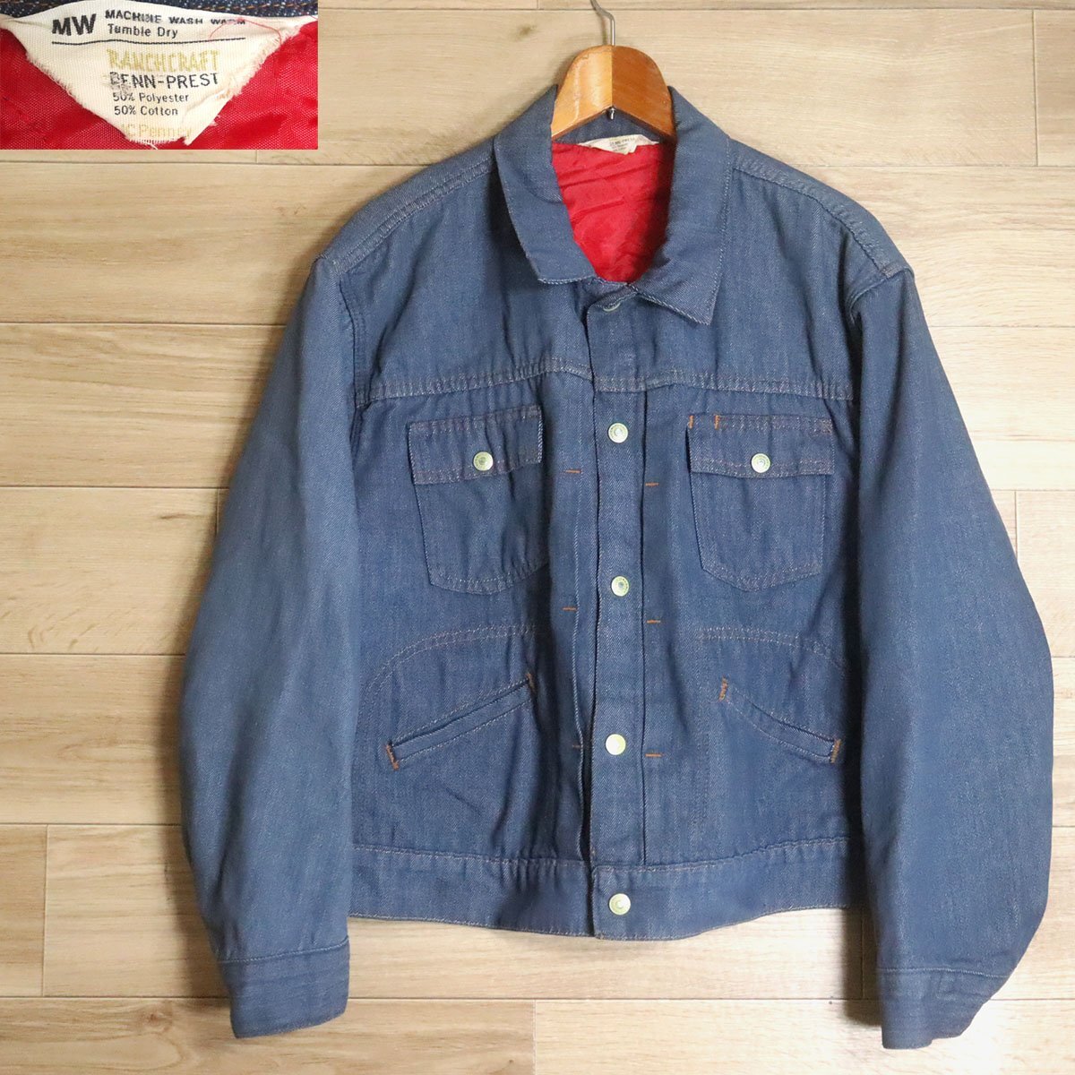 E2O/R4.9-4 70s ビンテージ RANCHCRAFT ランチクラフト J.C.Penney ジェイシーペニー セカンドタイプ デニム 裏キルティング 拍卖