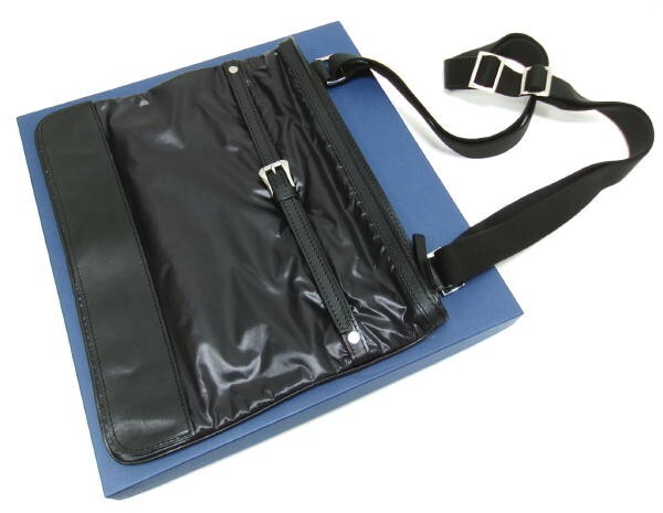 新品★大峡製鞄 リモンタナイロン ショルダーバッグ★ブラック 皇室御用達 本革拍卖