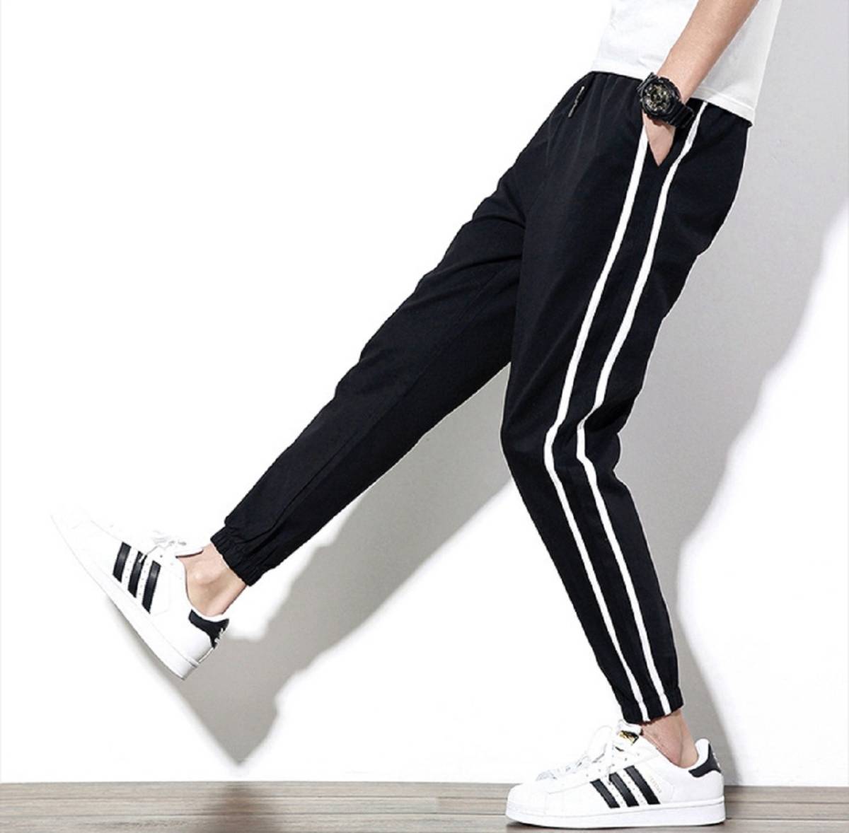 【メンズ ジャージ 黒 Lサイズ】ズボン スポーツ トレーニング 下 春 夏 秋 冬 おしゃれ コーデ ゴム 大きいサイズ 着こなし かっこいい拍卖