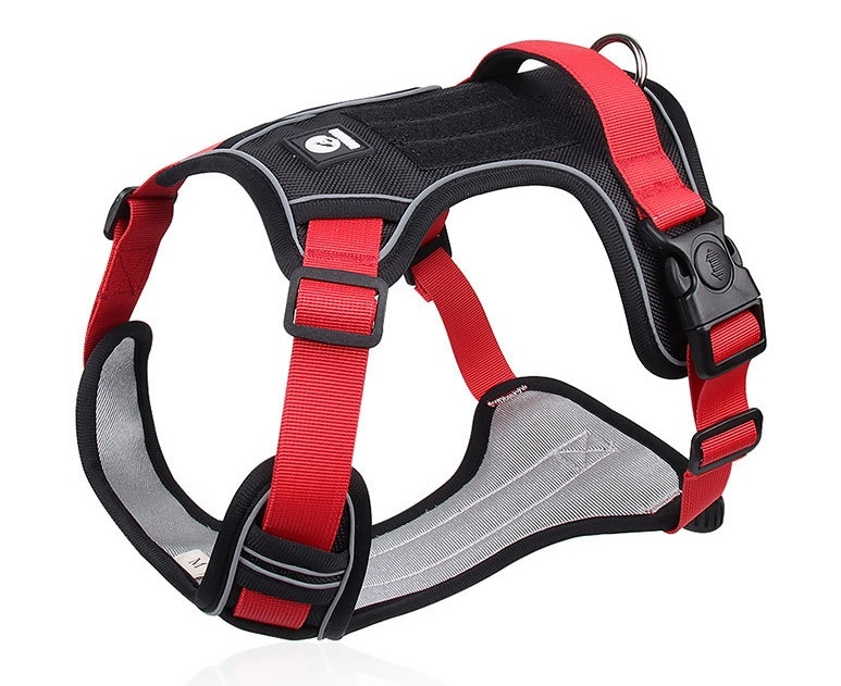 【犬 ハーネス ブラック×レッド M】 おしゃれ 脱げない 簡単装着 小型犬 中型犬 大型犬 犬用 胴輪 首輪拍卖