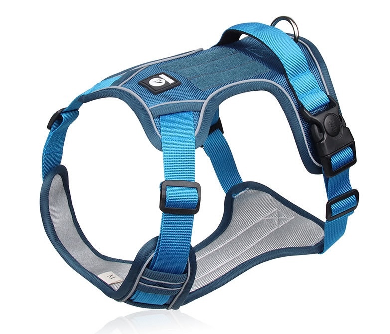 【犬 ハーネス ブルー L】 おしゃれ 脱げない 簡単装着 小型犬 中型犬 大型犬 犬用 胴輪 首輪拍卖