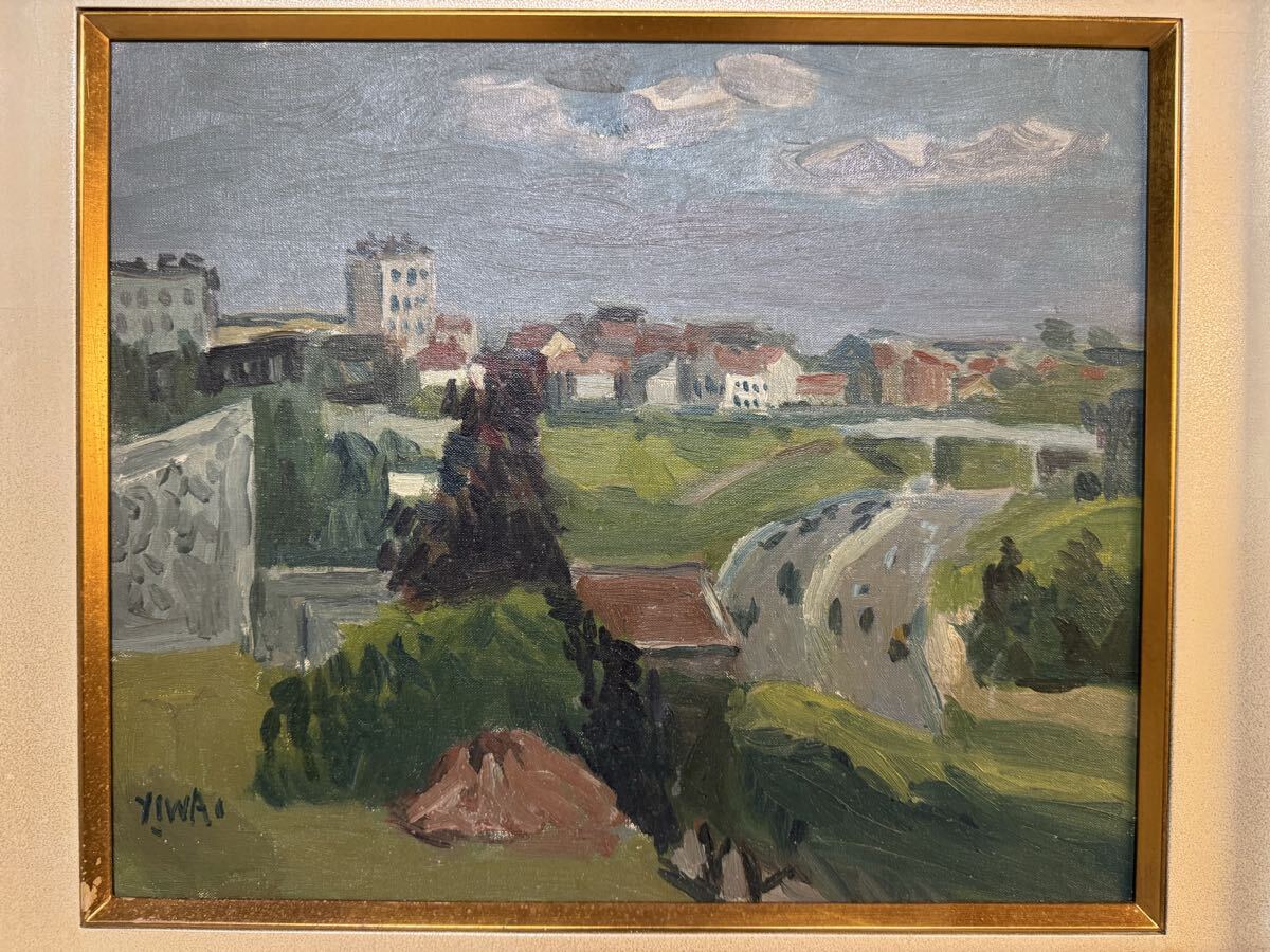 真作 岩井弥一郎 『 パリにて 』 油彩 〇一線美術会代表委員 日展評議員 師:牧野虎雄 物故重鎮 風景拍卖