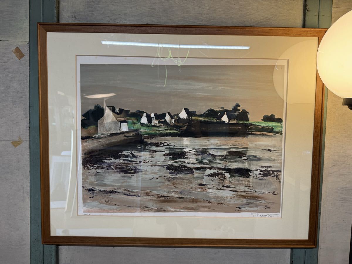 真作 ジョルジュ・ラポルト(Georges Laporte)『 Bay of Plouharnel(プルアルネルの湾) 』 リトグラフ 風景画 49 × 66 cm拍卖