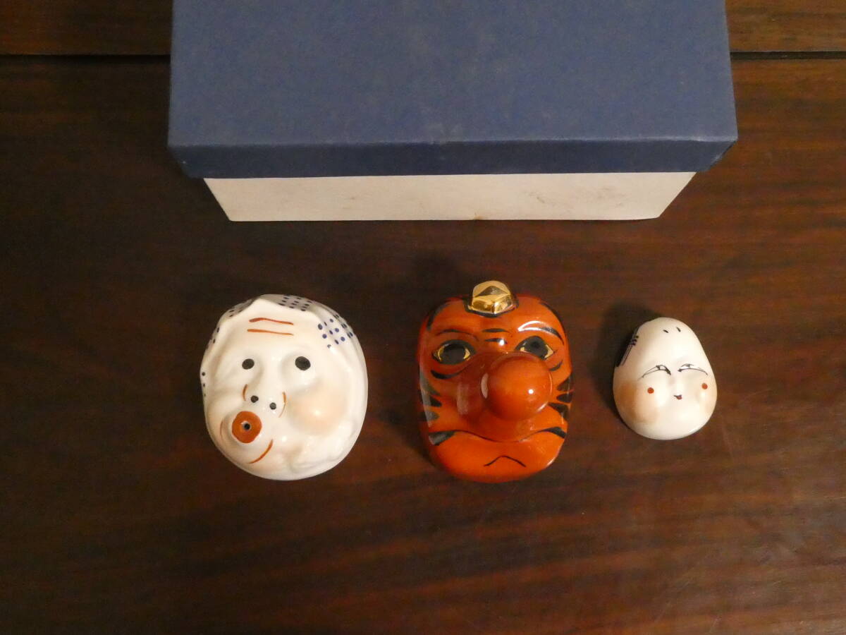 ◆⑪清水焼 天狗酒器揃 お多福・ひょっとこ・天狗◆拍卖