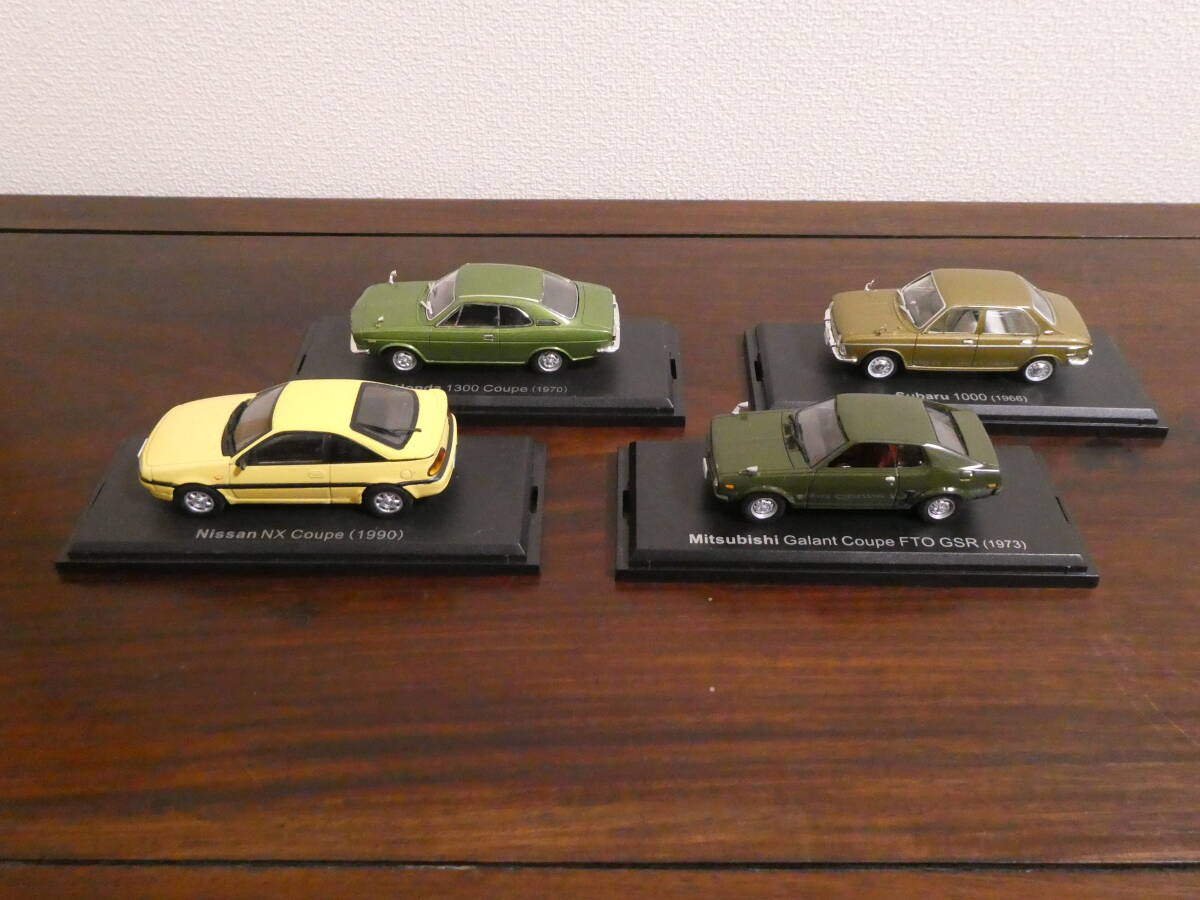 ◆①ミニカー 4台 Subaru 1000・Nissan NX Coupe・HONDA 1300Cope・Mitubishi Galant GSR◆拍卖