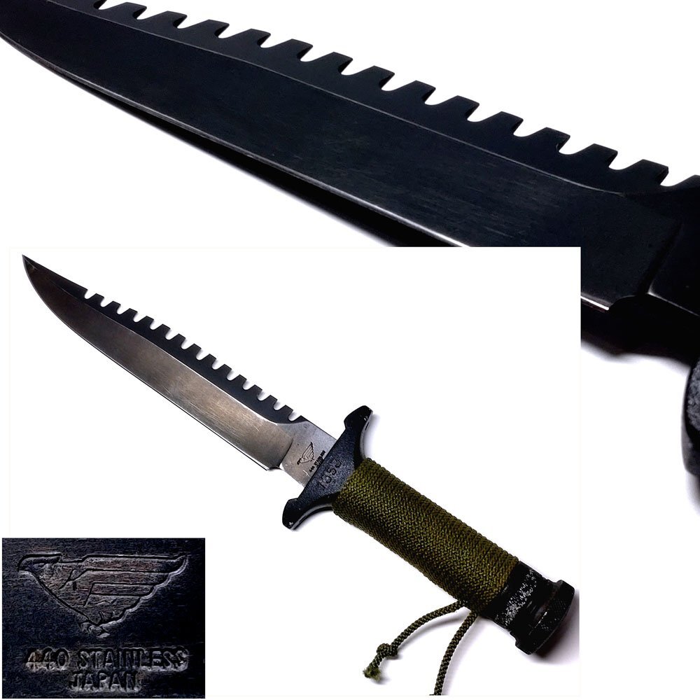 【侍】440 STAINLESS JAPAN 1355 ステンレス ヒモ巻きハンドル ハンティングナイフ 31㎝ 20=872拍卖