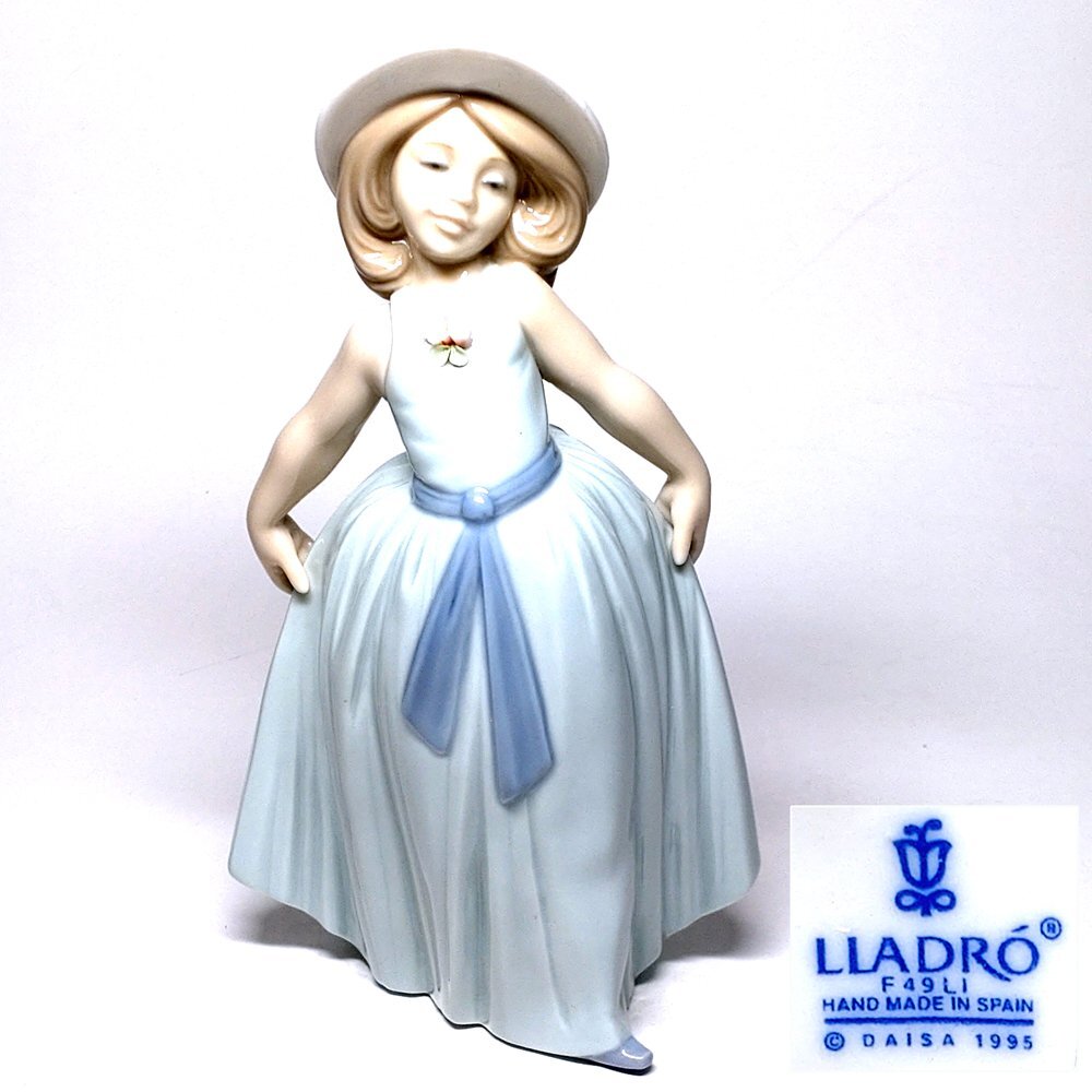 【侍】LLADRO リヤドロ 『可愛いロシータ』 06275 フィギュリン 陶磁器人形 オブジェ 保証書/元箱付 20+656拍卖