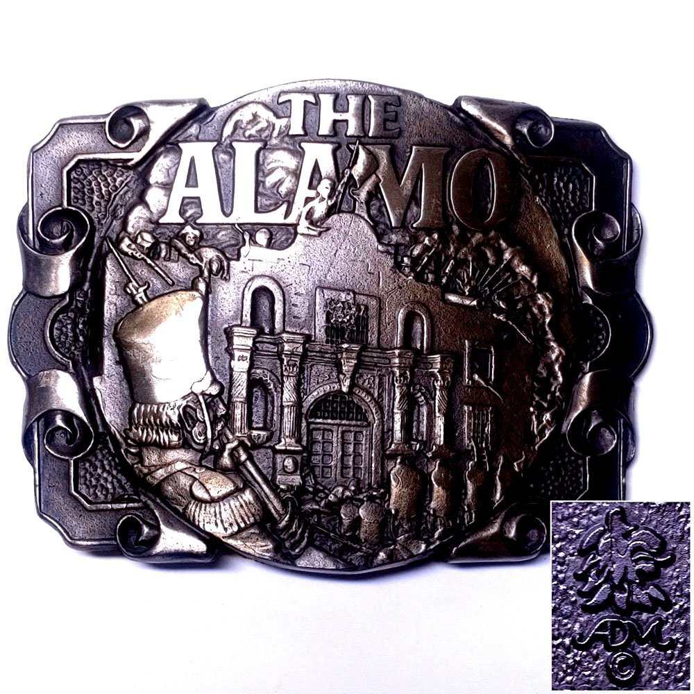 【侍】THE ALAMO アラモ テキサス州 サンアントニオ 1980年代 ヴィンテージ ソリッドブラス ベルトバックル ADM社製 20=893拍卖