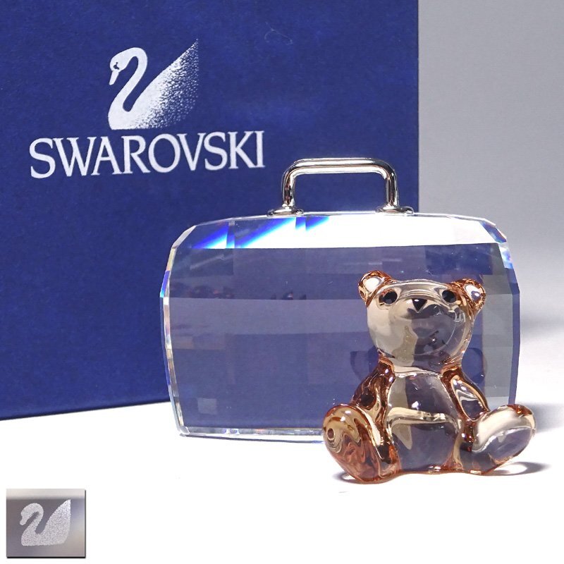 侍◆【SWAROVSKI スワロフスキー】クリスタル テディベア付きバッグ オブジェ 置物 オーナメント チャーム ボックス付 9拍卖