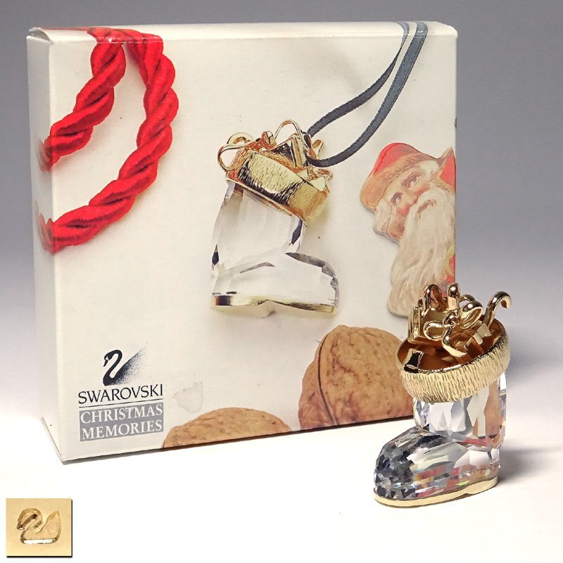 侍◆【SWAROVSKI スワロフスキー】クリスタル CHRISTMAS MEMORIES『Boot ブーツ』クリスマスオーナメント ボックス付 12拍卖