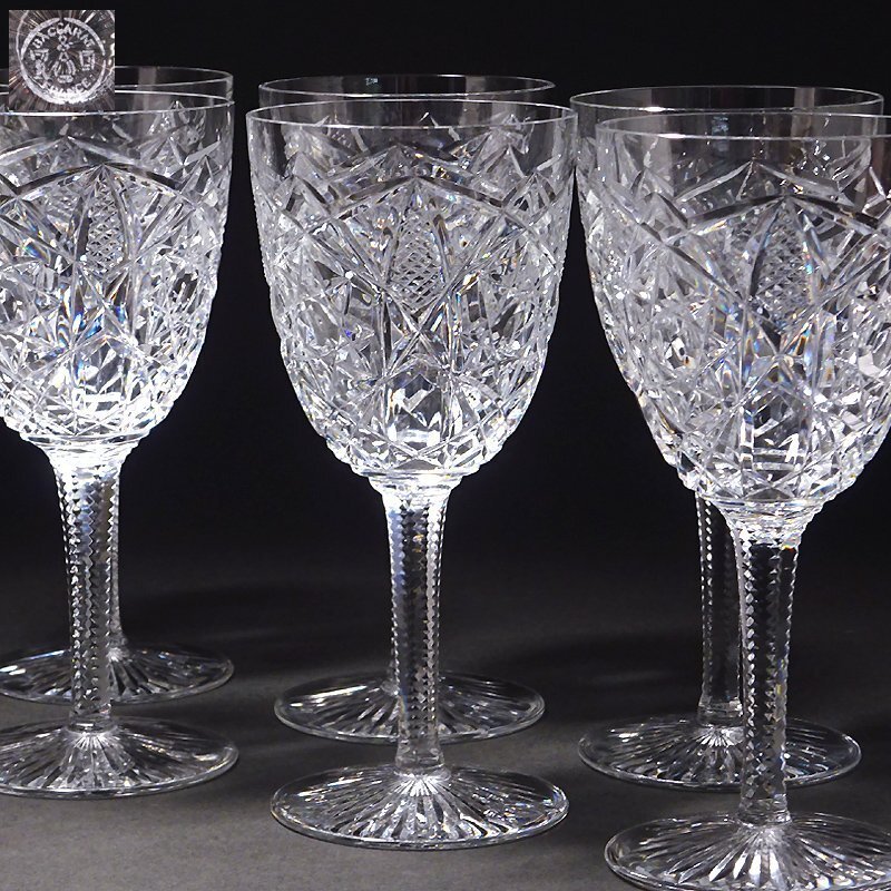 侍◆【Baccarat バカラ】クリスタルカットガラス 廃番希少シリーズ『ボゴタ』ワイングラス ラージ 6客セット 状態良好!13拍卖