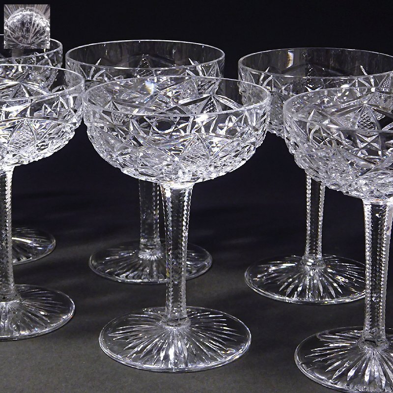 侍◆【Baccarat バカラ】クリスタルカットガラス 廃番希少シリーズ『ボゴタ』シャンパンクープ 6客セット 状態良好!10拍卖