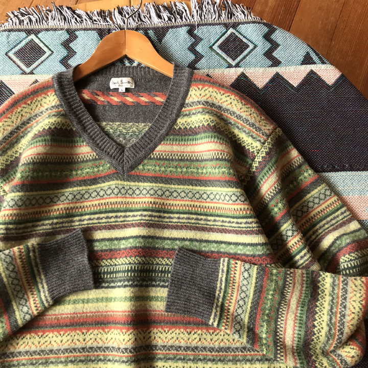 Paul Smith Vネック フェアアイル ニット セーター メンズ L ポールスミス 日本製拍卖