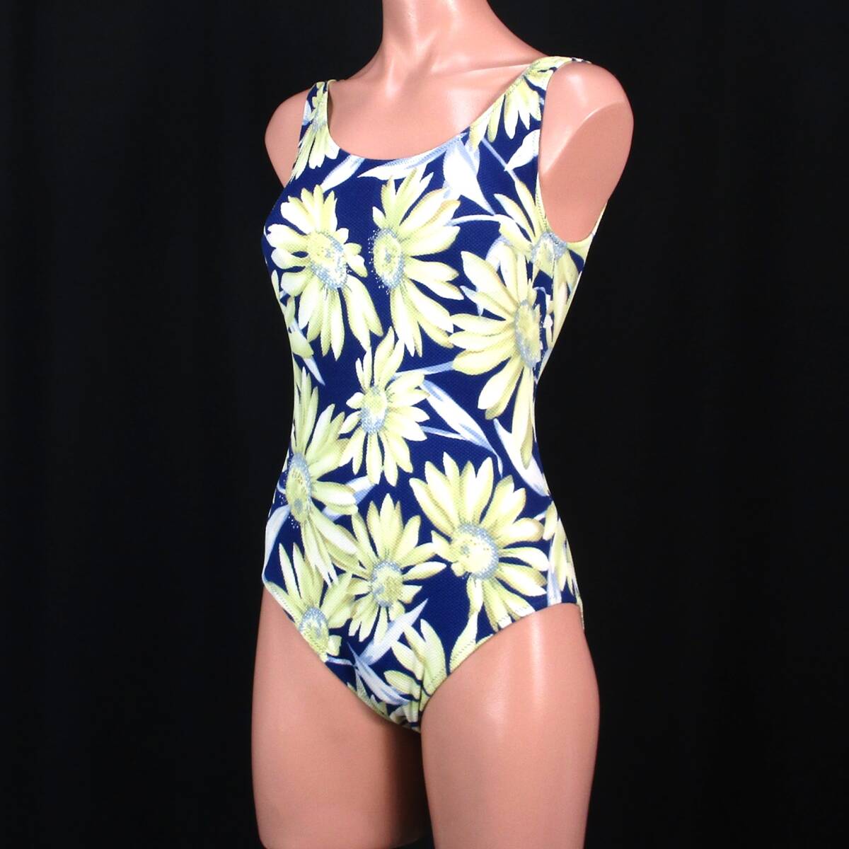E9452★水着 ワンピース レディース 13L 大きい花柄 おしゃれ ハイレグ セクシー ブルー系 水泳 スイミング プール ビーチ 海拍卖