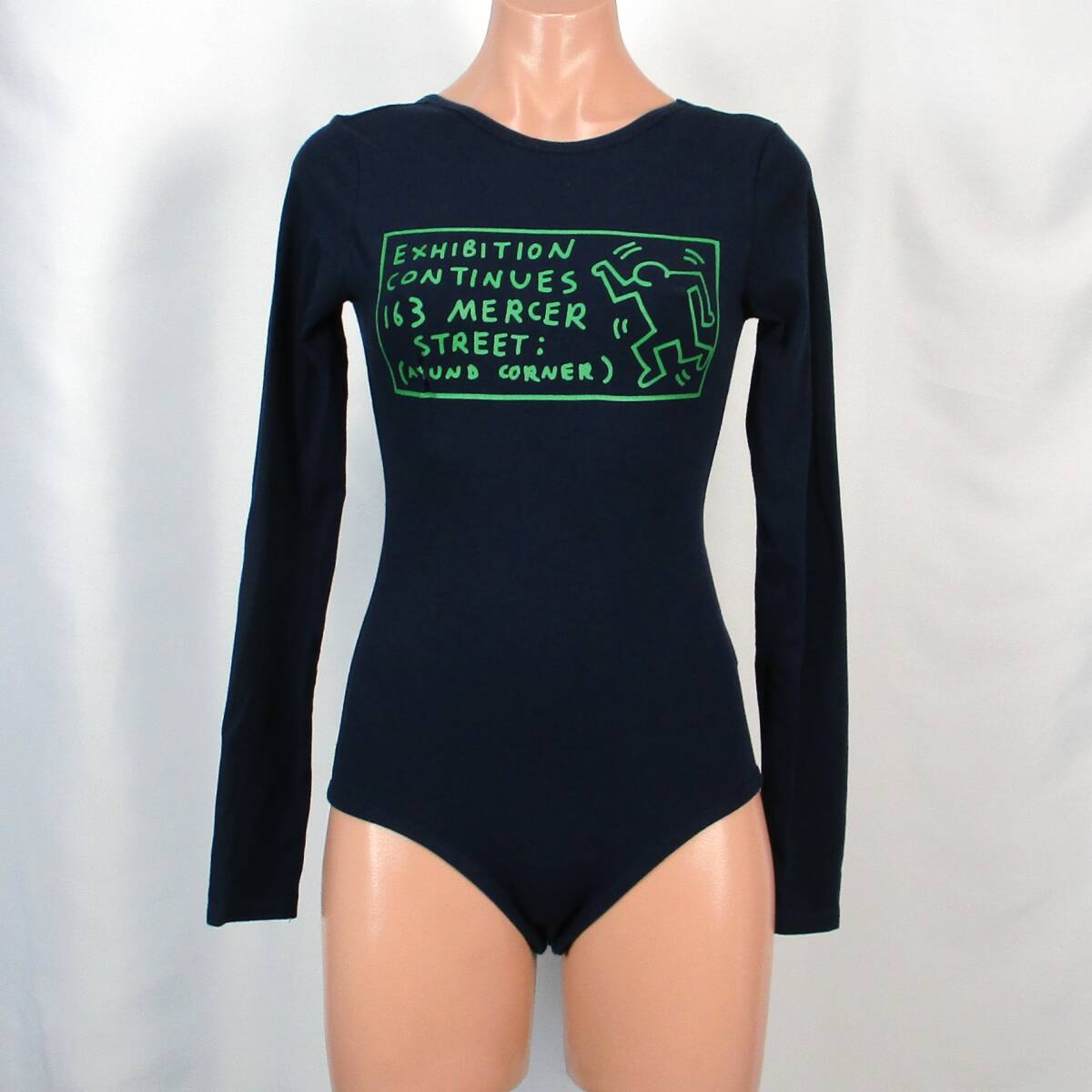 E9537★Keith Haring SLY レア 希少 ボディスーツ レオタード 長袖 レディース ネイビー 紺色 衣装 器械体操 新体操 ダンス 競技 エアロビ拍卖