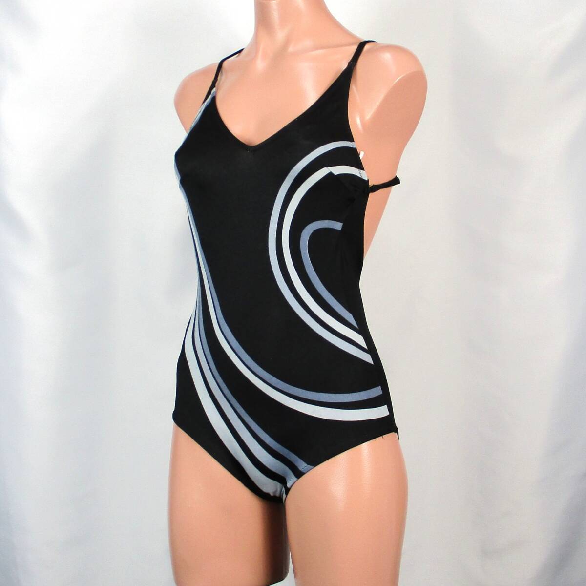 E9554★使用感あり 水着 ワンピース レディース 9M ブラック 黒 レトロ 日本製 ツルスベ 水泳 プール ビーチ 海拍卖