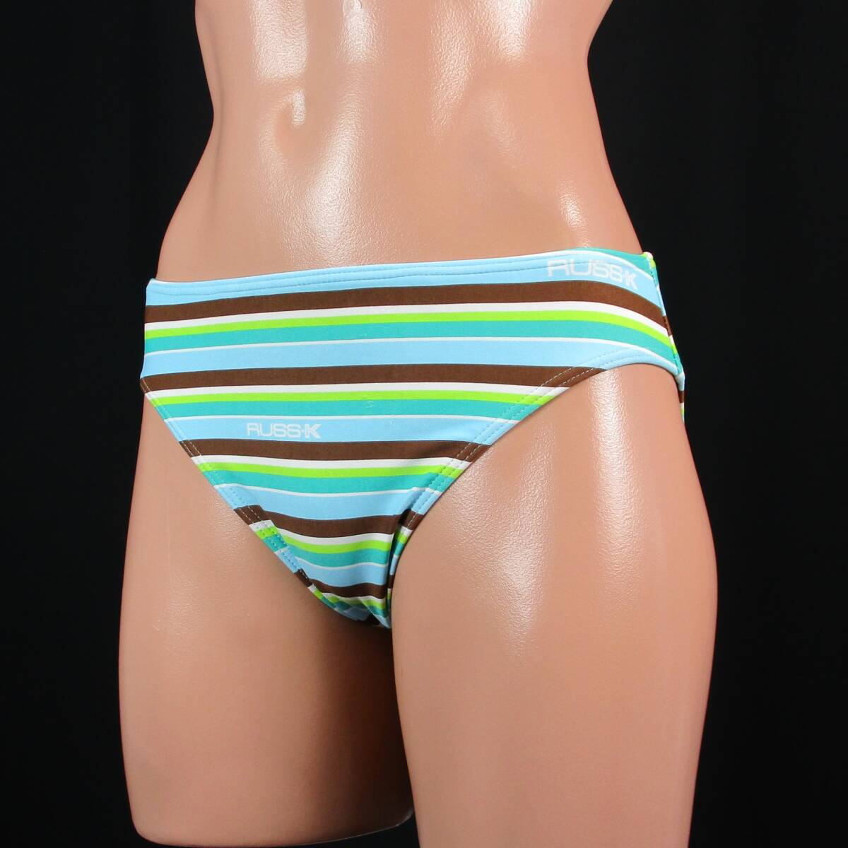 E9630★RUSS・K 水色 グリーン ボーダー 水着 ボトム ビキニ パンツ レディース 11L スイムショーツ 水泳 プール ビーチ 海拍卖
