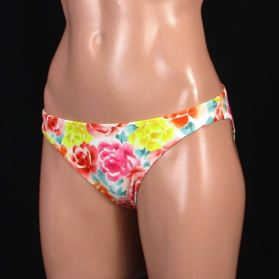 C6368★1円~訳あり スイムショーツ 花柄 バラ 薔薇 イエロー 黄 ピンク 赤 おしゃれ 水着ボトム レディース9M ビキニパンツ コスプレ 衣装拍卖