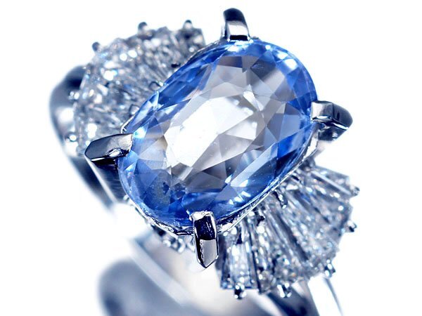 【ジュエリー極】鑑/分析付 良質天然非加熱ブルーサファイア2.963ct&天然ダイヤモンド0.78ct 超高級Pt850リング h7873zu【送料無料】拍卖