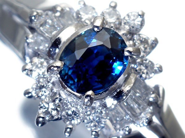【ジュエリー極】濃厚鮮やかブルー!良質天然ブルーサファイア0.42ct&ダイヤモンド0.25ct 高級Pt900リング h7891vr【送料無料】拍卖