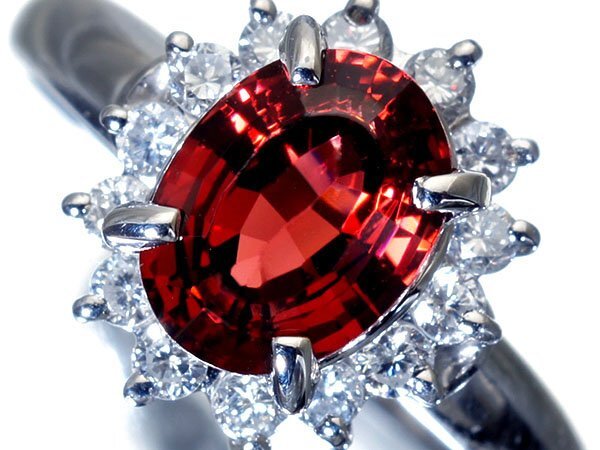 【ジュエリー極】艶やかな煌き!良質天然ガーネット1.85ct&ダイヤモンド0.33ct 高級Pt900リング h7832oi【送料無料】拍卖