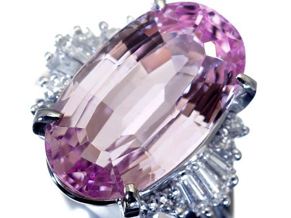 【ジュエリー極】超希少宝石!大粒上質天然クンツァイト8.907ct&良質ダイヤモンド0.36ct 高級Pt900リング h7934gl【送料無料】拍卖