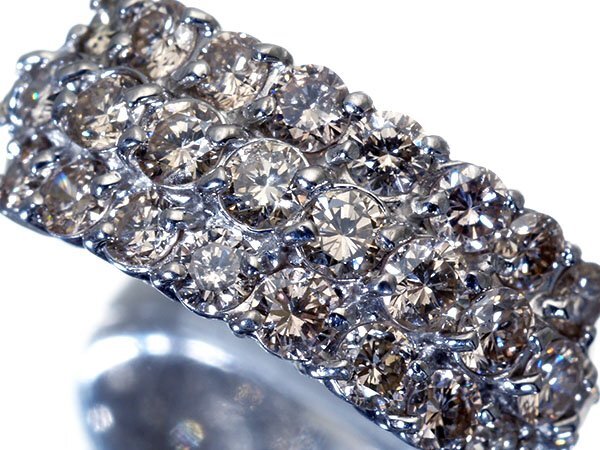 1円~【ジュエリー極】ギラギラ超豪華な輝き!極上天然ブラウンダイヤモンド2.00ct 高級Pt900リング k960ur【送料無料】拍卖