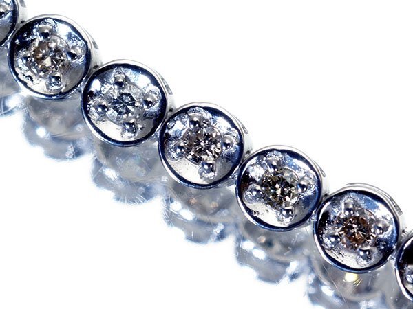 1円~【ジュエリー極】上品な輝き放つ!天然ダイヤモンド1.00ct 高級K18WGフルエタニティテニスブレスレット k974zm【送料無料】拍卖