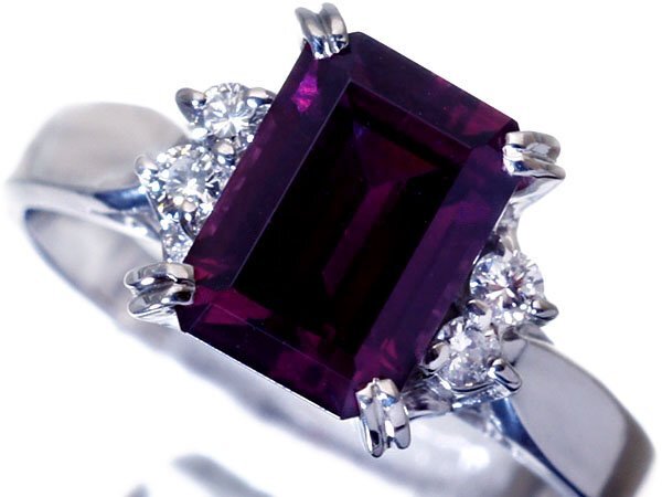 1円~【ジュエリー極】妖艶ワインレッド!良質天然ロードライトガーネット2.05ct&ダイヤ0.07ct 高級Pt900リング w5855ou【送料無料】拍卖
