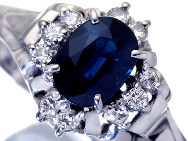 1円~【ジュエリー極】濃厚ブルーカラー!良質天然ブルーサファイア1.07ct&ダイヤモンド0.14ct 高級Pt900リング w5857kl【送料無料】拍卖