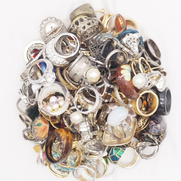 (YG1031) 1円 指輪 大量セット 約500g 真珠 パール シルバー カラーストーン リング 多数 アクセサリー ジャンク拍卖