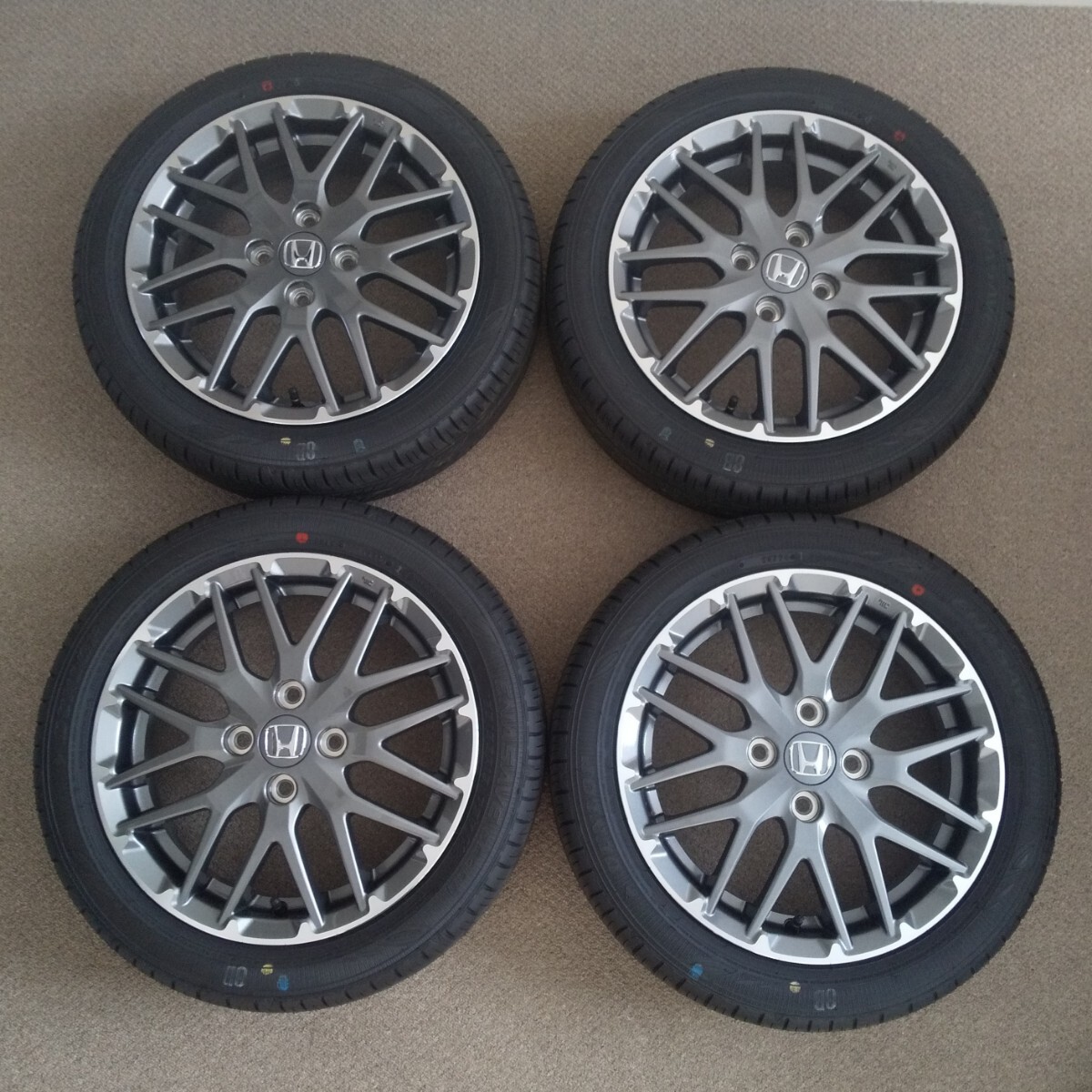 !!最終出品30日まで!!☆新車外し極美品☆JF5 N-BOXカスタム 15インチ純正アルミホイール タイヤ4本セット 165/55R15 N-WGN N-ONE 室内保管拍卖