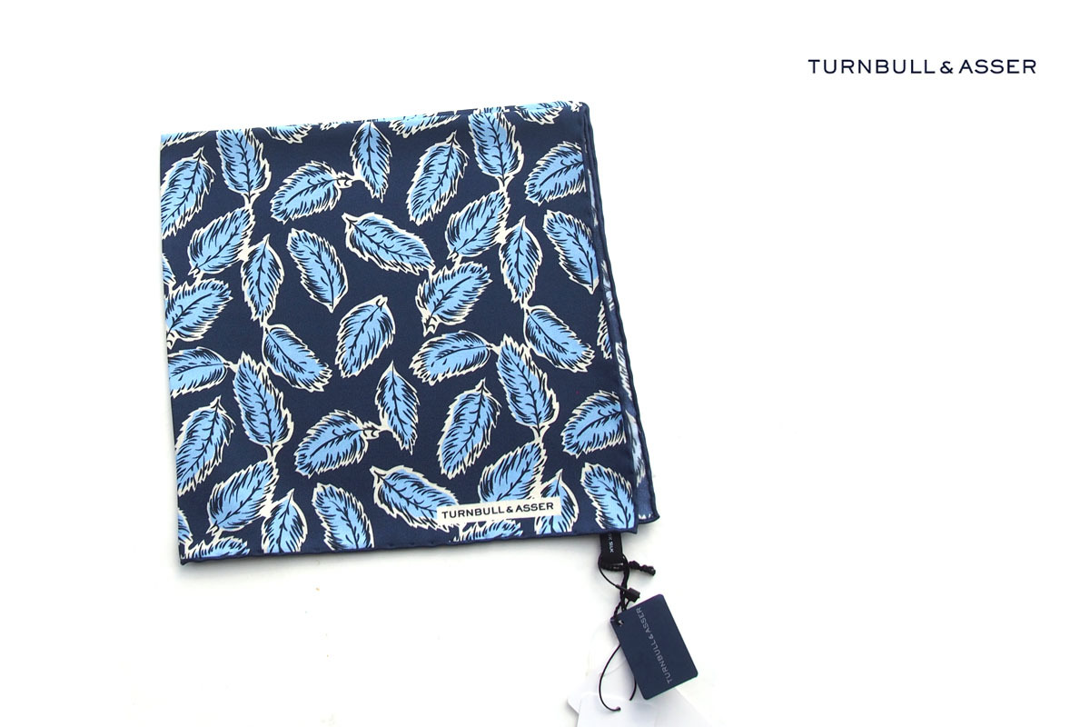送料無料★新品|未使用|ターンブル&アッサー|Turnbull & Asser|12|リーフ柄シルクポケットチーフ拍卖