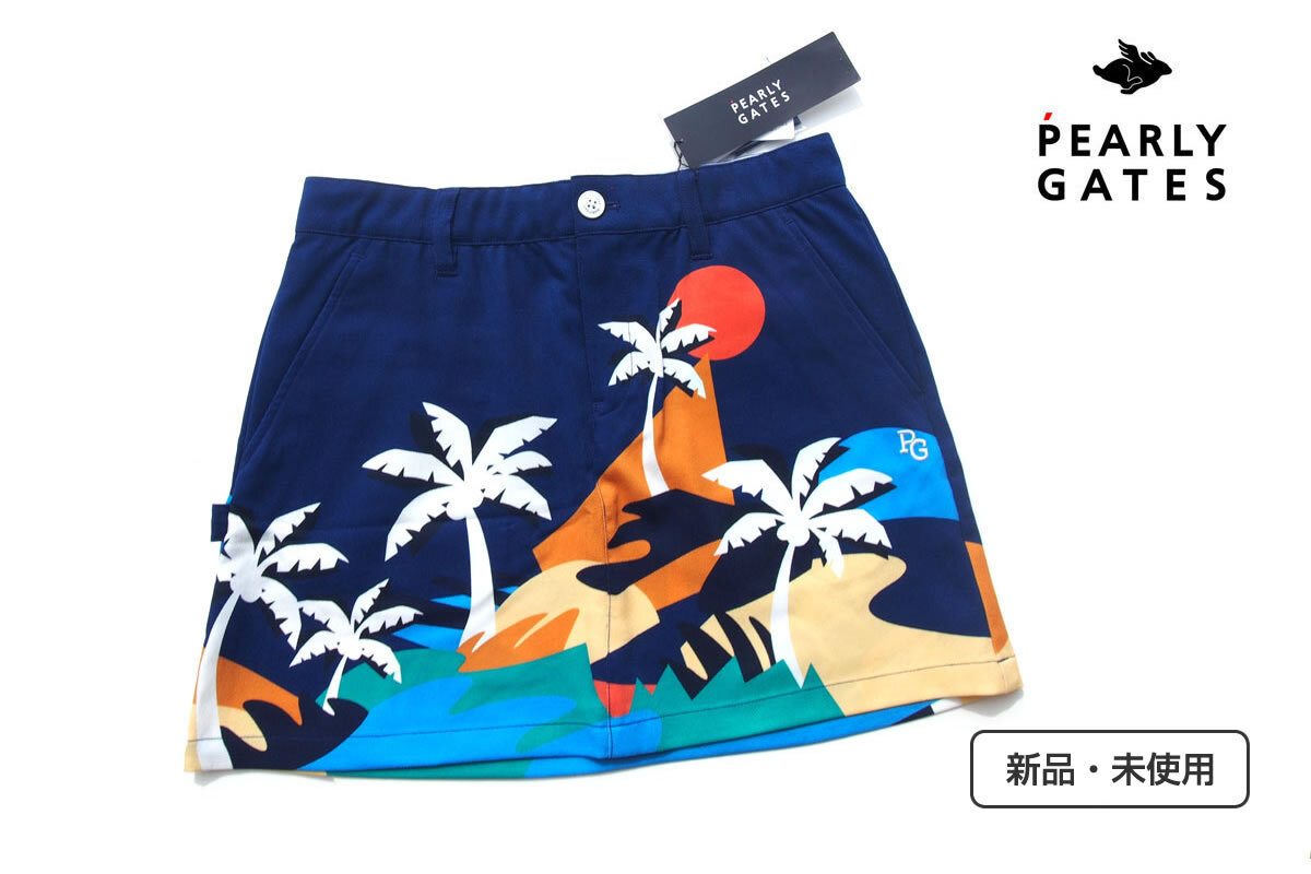 送料無料★新品|未使用|パーリーゲイツ|pearly gates|ヤシの木プリント ゴルフスカート|055-1234706|レディースゴルフウェア|1拍卖