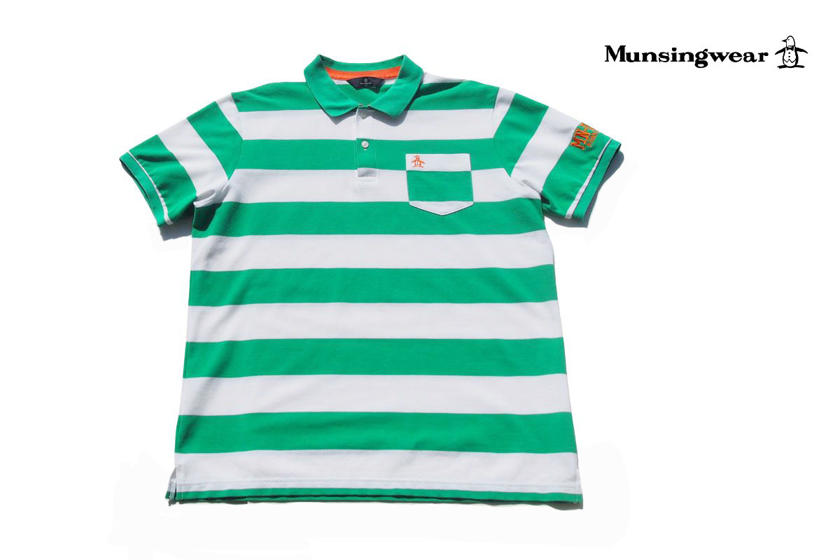 送料無料★【中古】マンシングウェア|Munsingwear|ボーダー柄半袖ポロシャツ|メンズゴルフウェア|MGMRJA03X|M拍卖