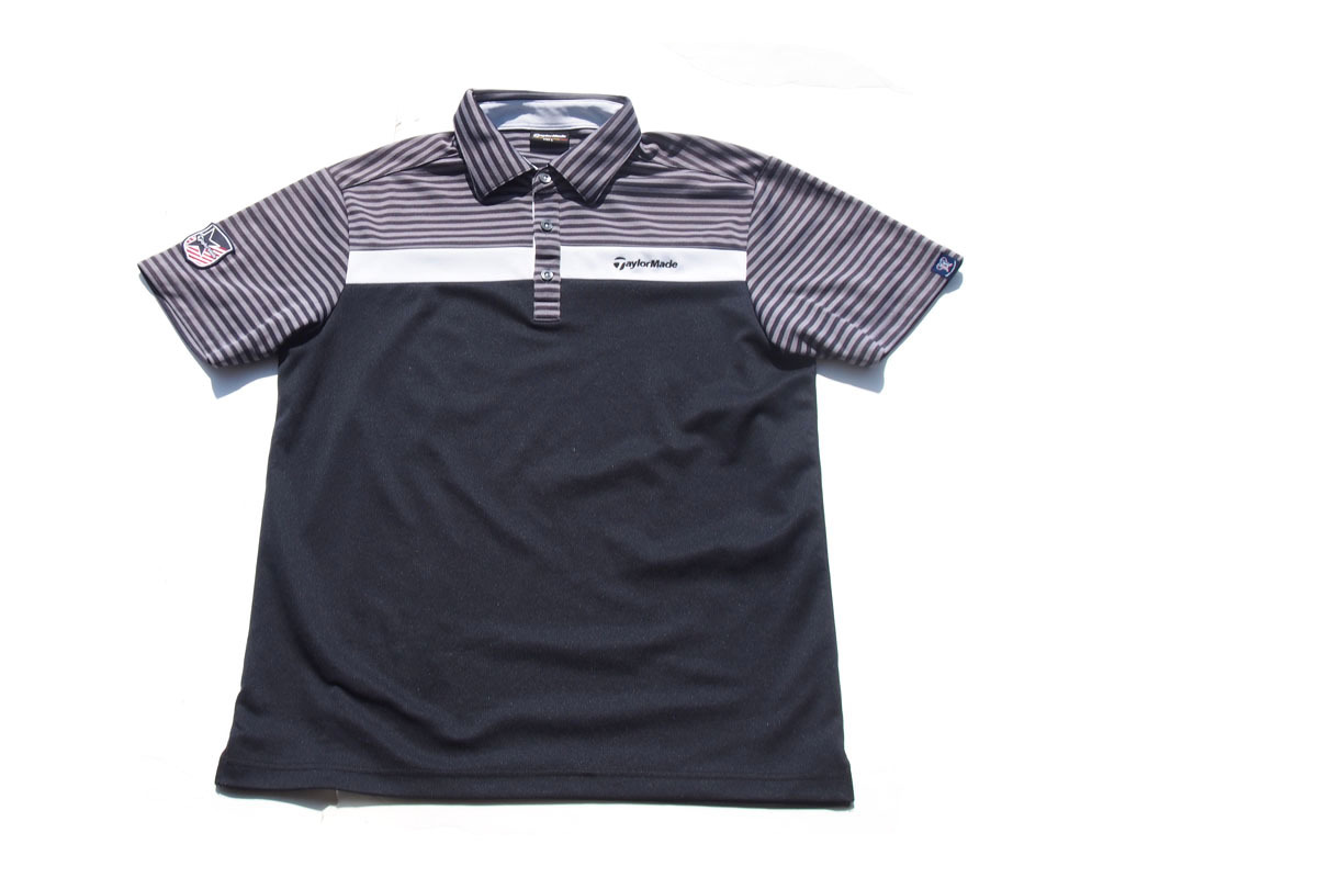 送料無料★【中古】テーラーメイド|TaylorMade|ボーダー柄ブロックデザイン半袖ポロシャツ|メンズゴルフウェア|L拍卖