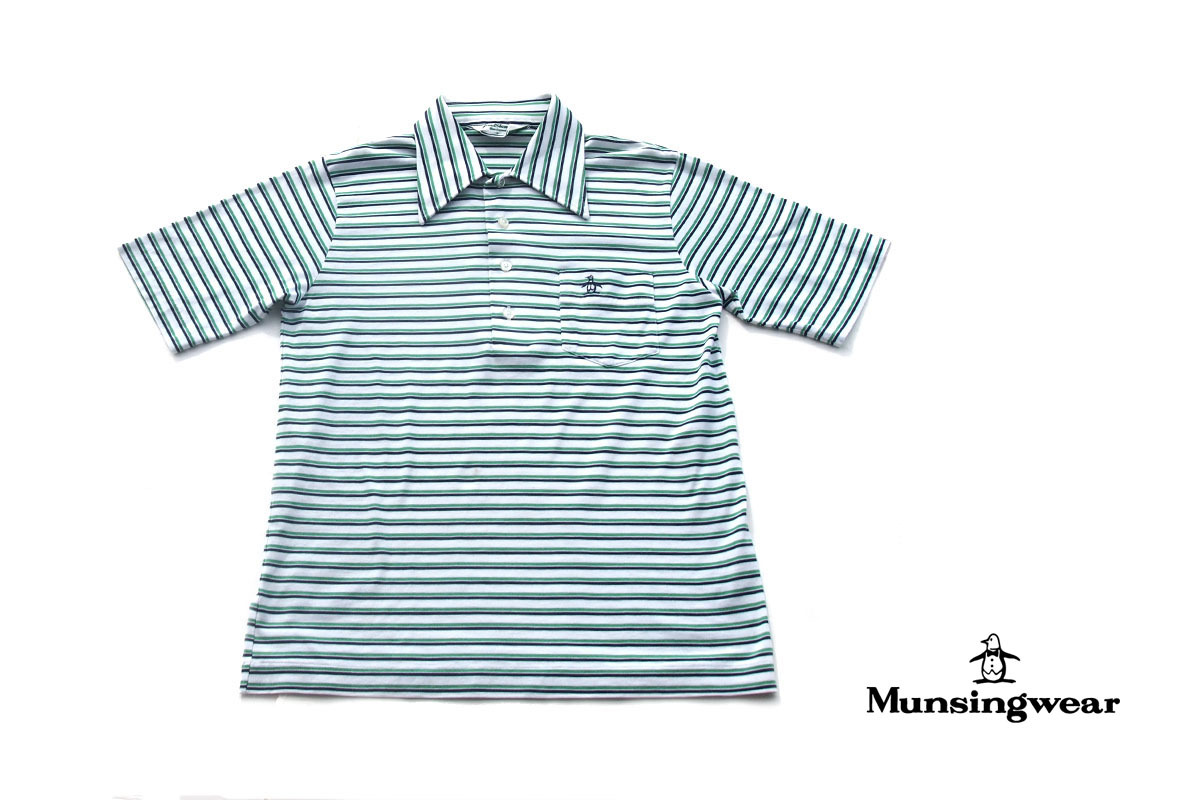 送料無料★【中古】マンシングウェア|Munsingwear|Grand Slam|ボーダー柄半袖ポロシャツ|メンズゴルフウェア|ビンテージ|M拍卖