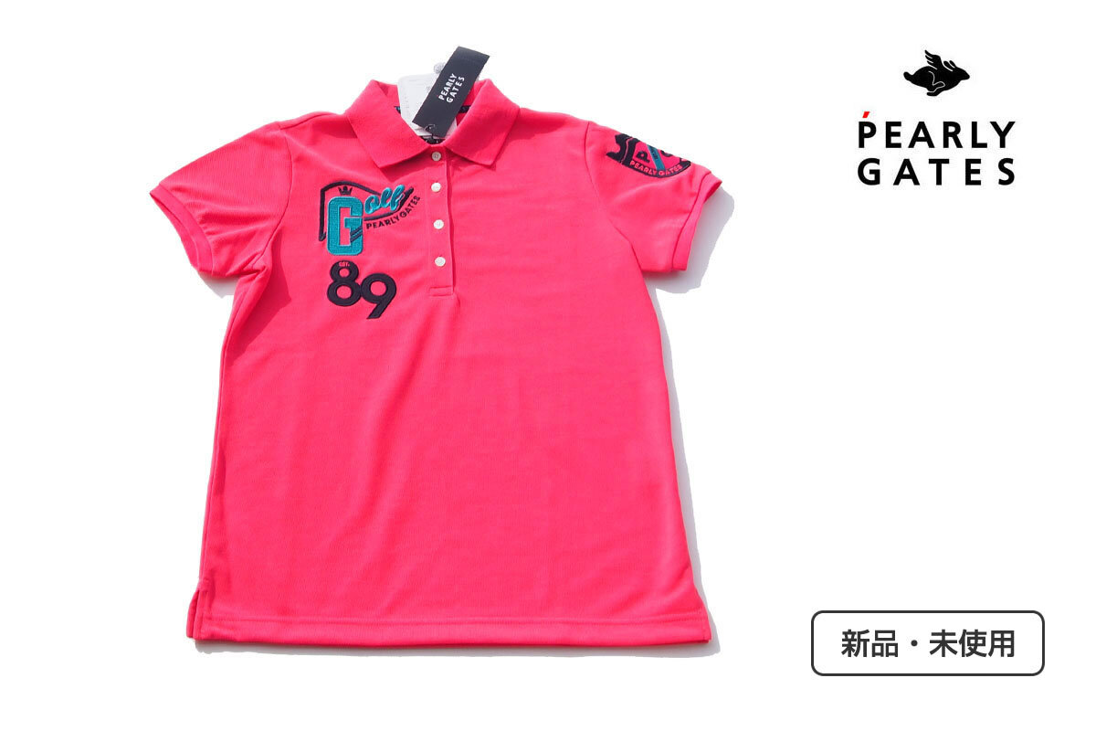 送料無料★新品|未使用|パーリーゲイツ|pearly gates|ランダムロゴプリントドライマスター半袖ポロシャツ|レディース ゴルフウェア|0拍卖